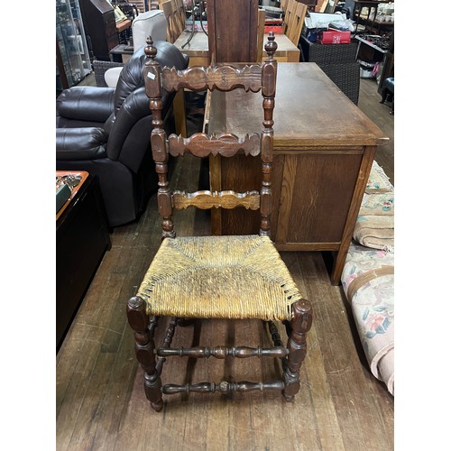 515 - Very old antique rattan seated possibly 18th century chair. 
(needs attention)