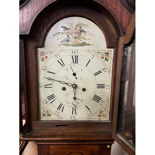 111 - Oak Long Case Clock With Painted Dial