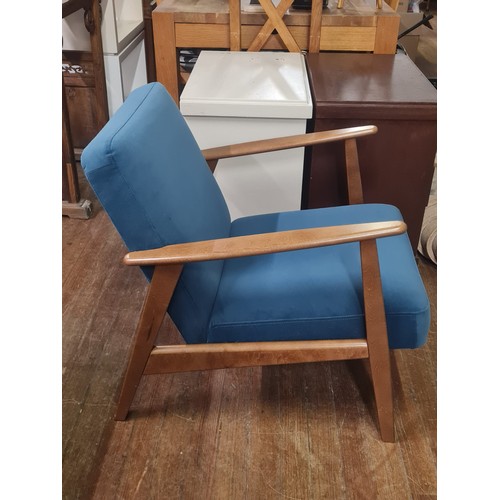 105 - Modern contemporary style teak upholstered chair