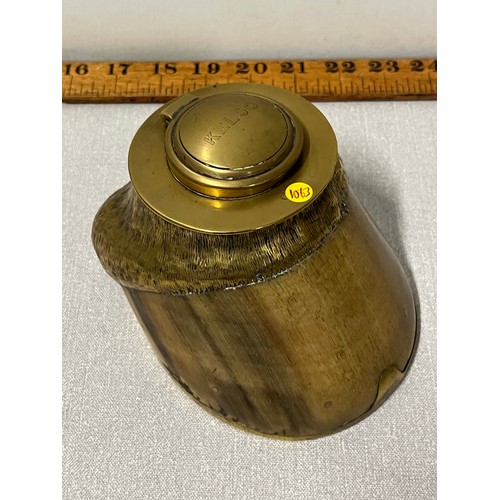 153 - Victorian Horse foot & brass inkwell mounted by A&S NC.S.L Ld