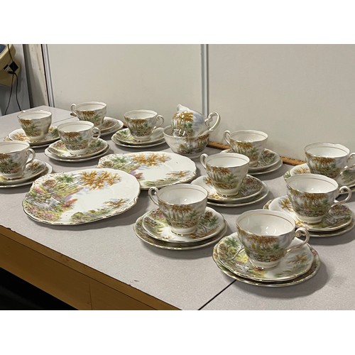 161 - 40 piece Royal Standard 'The old mill stream' tea set.