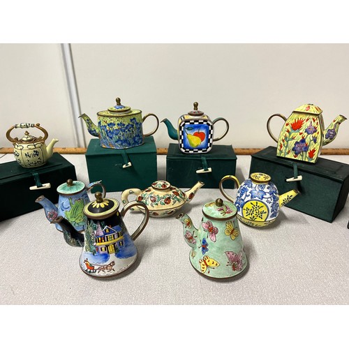 41 - Selection of Chinese enamelled trade plus aid miniature tea pots.