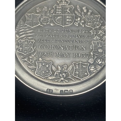 43 - Rare hallmarked silver medal stamped , birth 23rd june 1894, coronation 1937, prince of wales etc in... 