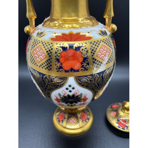 11 - Royal Crown Derby 'Imari' 2 handled urn/vase 1128 
20cm h