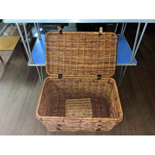 55 - Large vintage linen wicker basket. 
75cm l x 48cm h x 46cm d