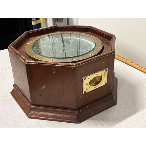 67 - large vintage repeater compass in wooden surround 
32cm in length