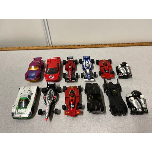 117 - 12 vintage scalextric cars to include batmobile etc