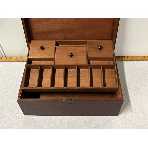 144 - large carved wooden jewel box with various compartments