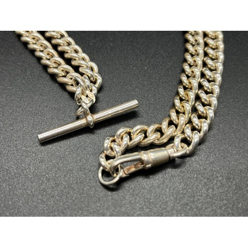 77 - Heavy silver stamped albert chain & t-bar
68g