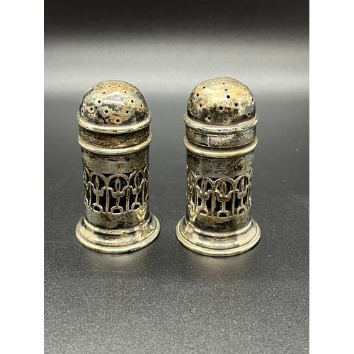 118 - a pair of hallmarked silver table salts with glass inserts