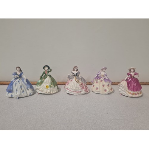 439 - 5 x Coalport Fairest Flowers miniature figurines to include Holly &Poppy etc