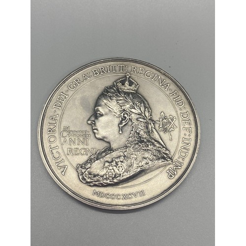 60 - Rare 1897 Queen Victoria silver diamond jubilee medal by Spink & Son, depicting picture by Frank Bow... 