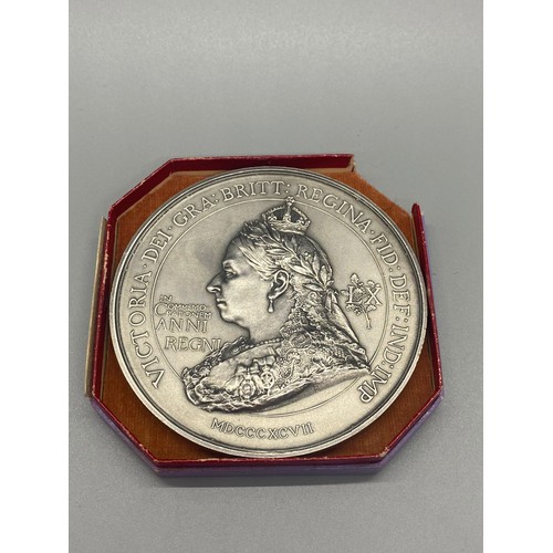 60 - Rare 1897 Queen Victoria silver diamond jubilee medal by Spink & Son, depicting picture by Frank Bow... 