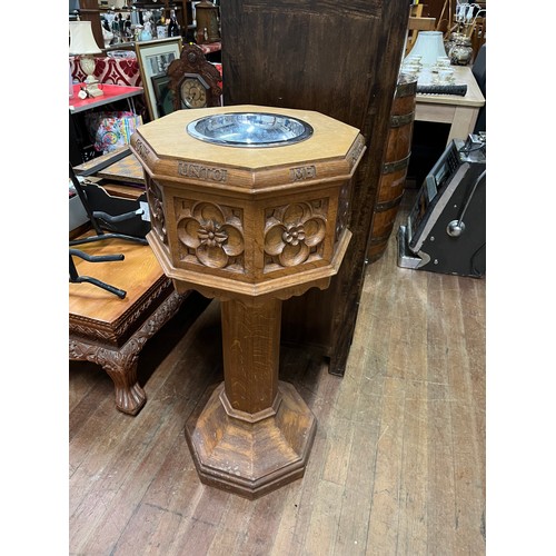 5 - large carved oak baptismal font