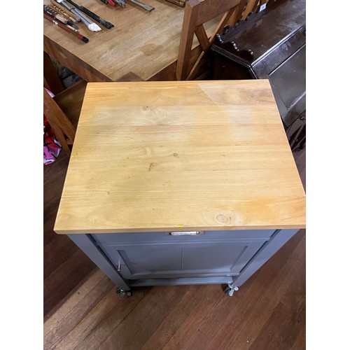 20 - American kitchen island with storage on wheels.