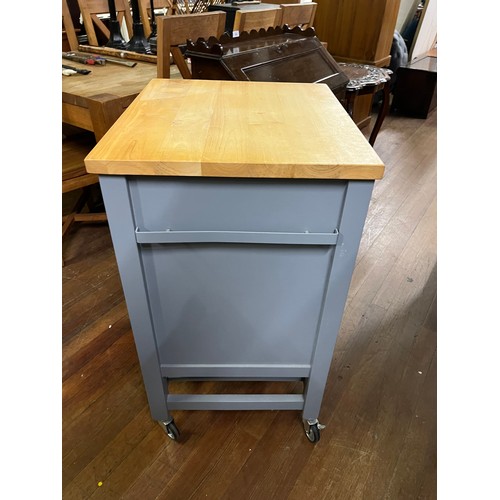 20 - American kitchen island with storage on wheels.