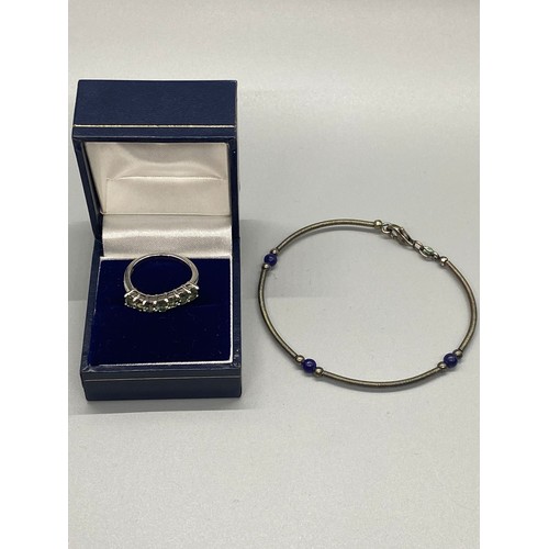 94 - silver gem set ring & silver bangle