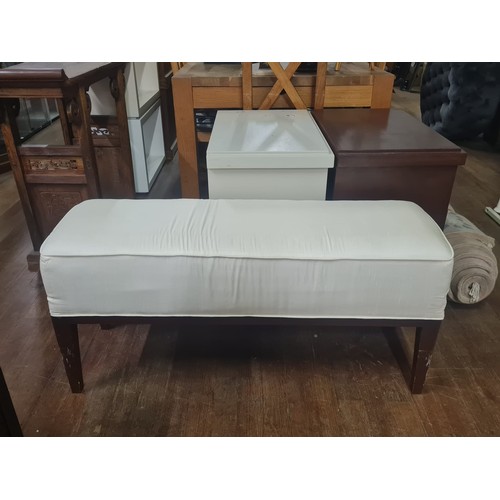 101 - 2 seater upholstered padded bench with cover.