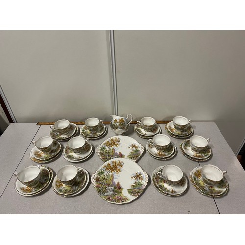 161 - 40 piece Royal Standard 'The old mill stream' tea set.