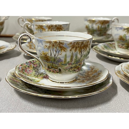 161 - 40 piece Royal Standard 'The old mill stream' tea set.