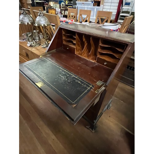 215 - Victorian writing bureau with brass drop handles.