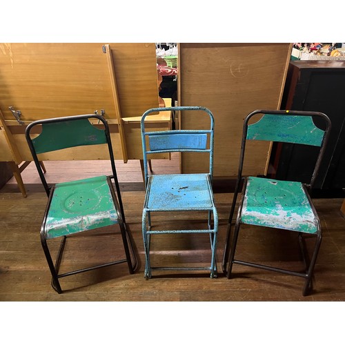 226 - 3 Vintage Industrial stacking chairs