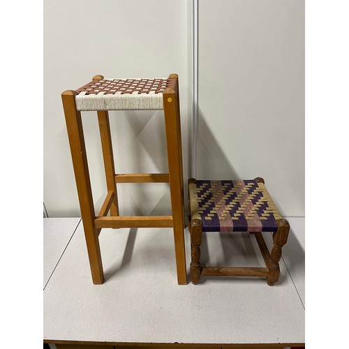 497 - 2 vintage retro woven stools