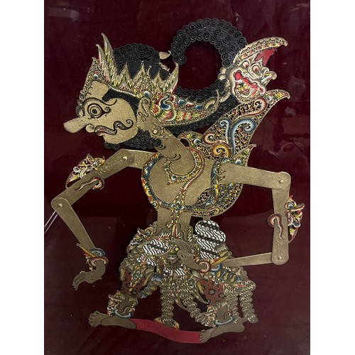 529 - vintage indonesian framed shadow puppet