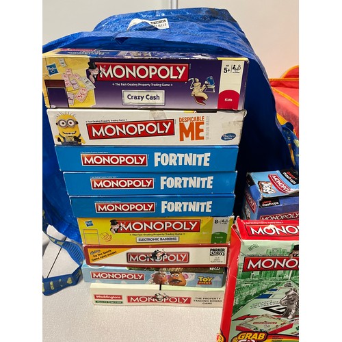 356 - 18 Boxed Monopoly board games to include 'Fortnite edition', 'Coronation St edition' &, 'Toy Story e... 