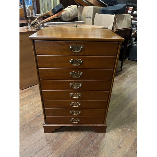 10 - 8 drawer solid wood chest with brass drop handles