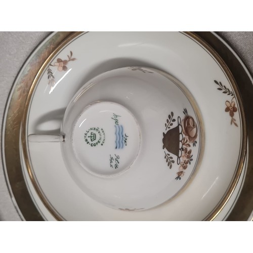 200 - 7 trio tea set 'Brown Rose' by Royal Copenhagen.