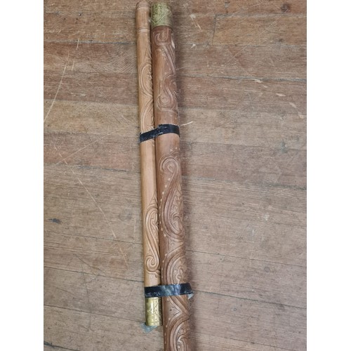 21 - Highly carved Slovakian Fujara Flute made by Tibor Koblíček from Turicky
174cm l