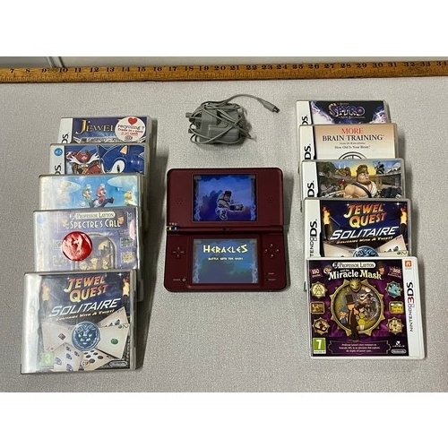 13 - nintendo ds xl with 10 games and charger