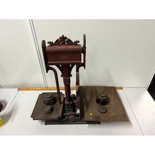 58 - set of antique balance scales to include weights by S.C.W.S.Ltd Glasgow