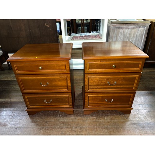 209 - pair of solid wood stag 3 drawer chests