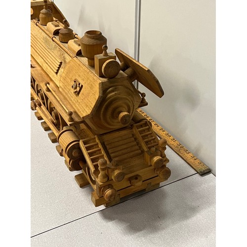 42 - large hand carved wooden whisky train with compartment for bottle of whisky 41inchs long