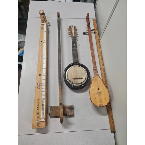 44 - selection of vintage musical instruments to include 8 string mandolin  ect