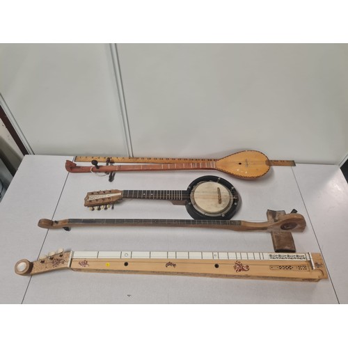 44 - selection of vintage musical instruments to include 8 string mandolin  ect