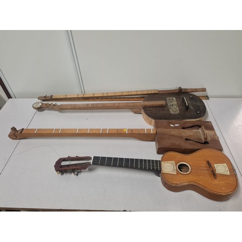 46 - 4 vintage musical instruments to include guitar ect