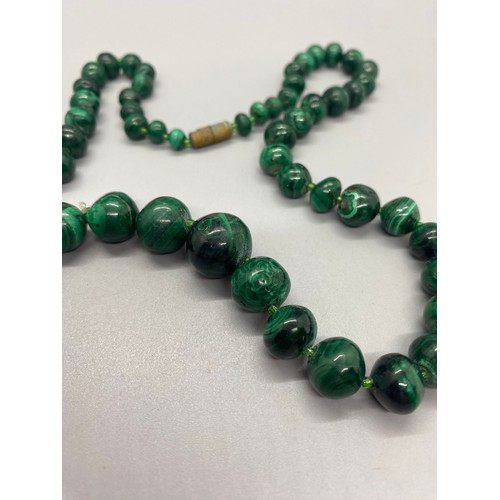 83 - vintage malachite beaded necklace