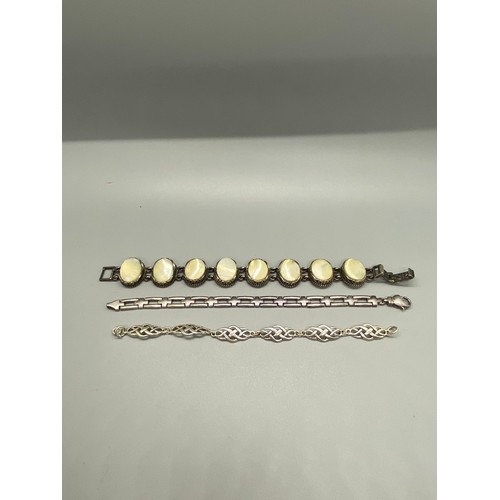 163 - 3 silver bracelets to include moonstone & Rennie Macintosh etc.