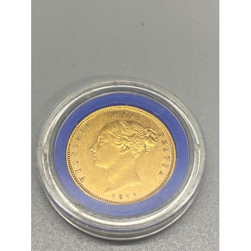 191 - 22ct gold 1877 Victorian half Sovereign