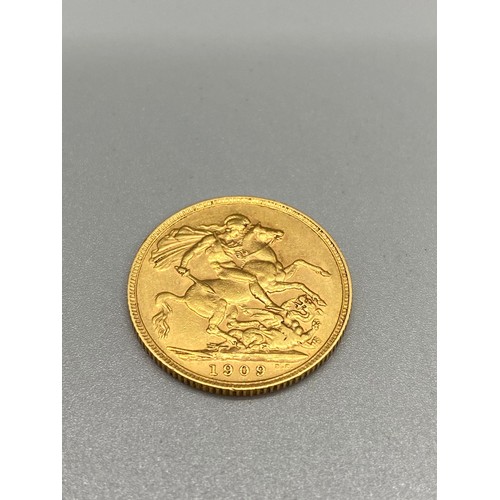 192 - 22ct gold 1909 Edwardian full sovereign