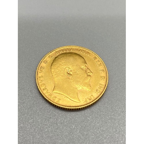 192 - 22ct gold 1909 Edwardian full sovereign