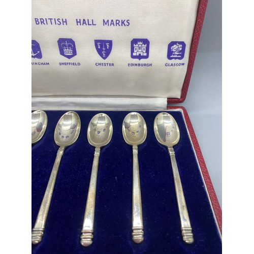 241 - boxed set of 6 mappin and webb jubilee silver hallmarked teaspoons