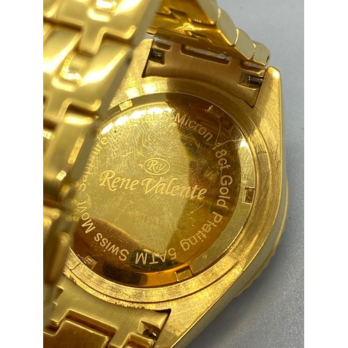 327 - rene valente 18ct gold plated divers watch