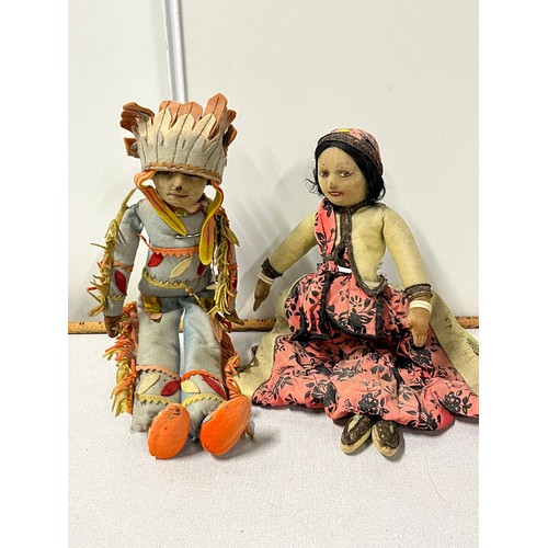 49 - Pair of antique Plains Native dolls possibly 1920's/30's