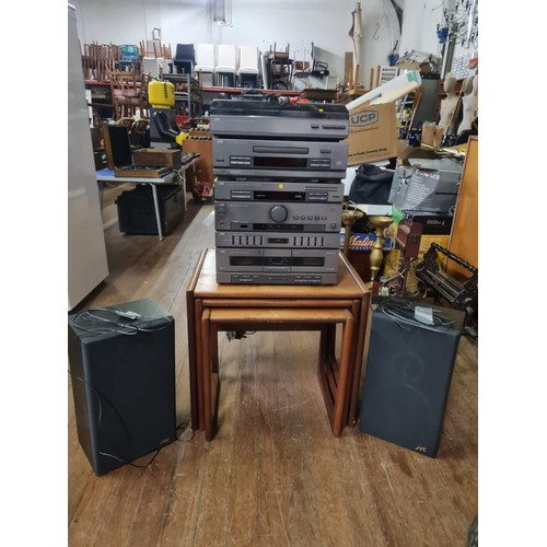 69 - JVC stacking system with speakers & remote, working.