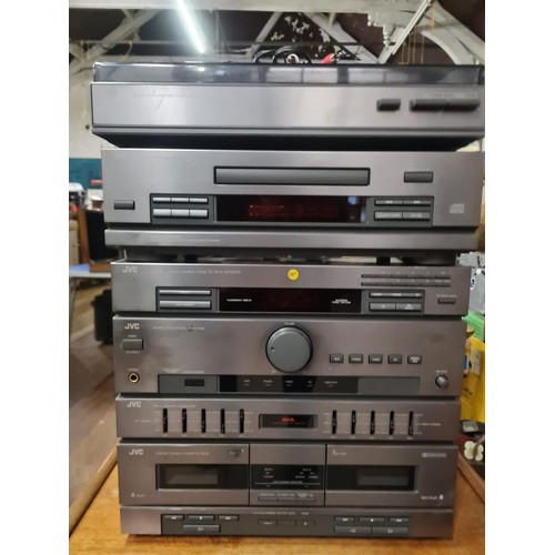 69 - JVC stacking system with speakers & remote, working.