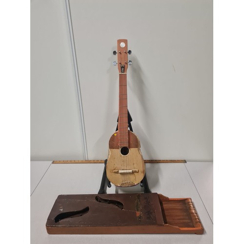 72 - Beare & Son London Zither/harp & Armadillo ukulele.